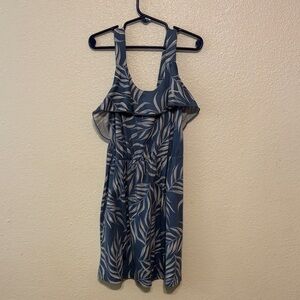 Charming Blue Leaf Print‎ Kids Dress
